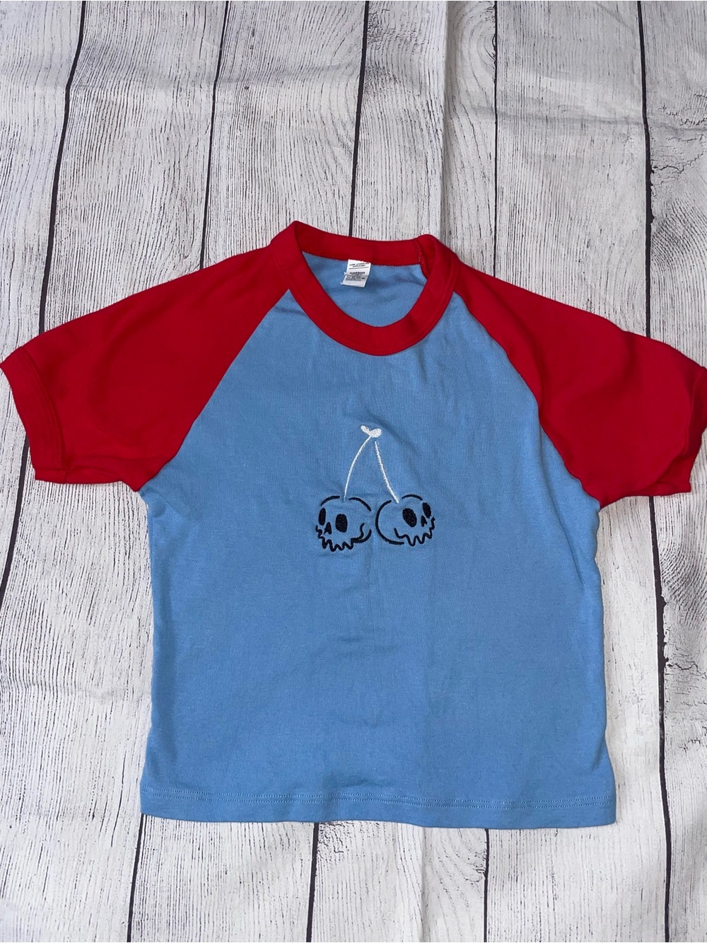 Los Angeles Apparel Cotton Baby Tee with Cherry Skull Graphic